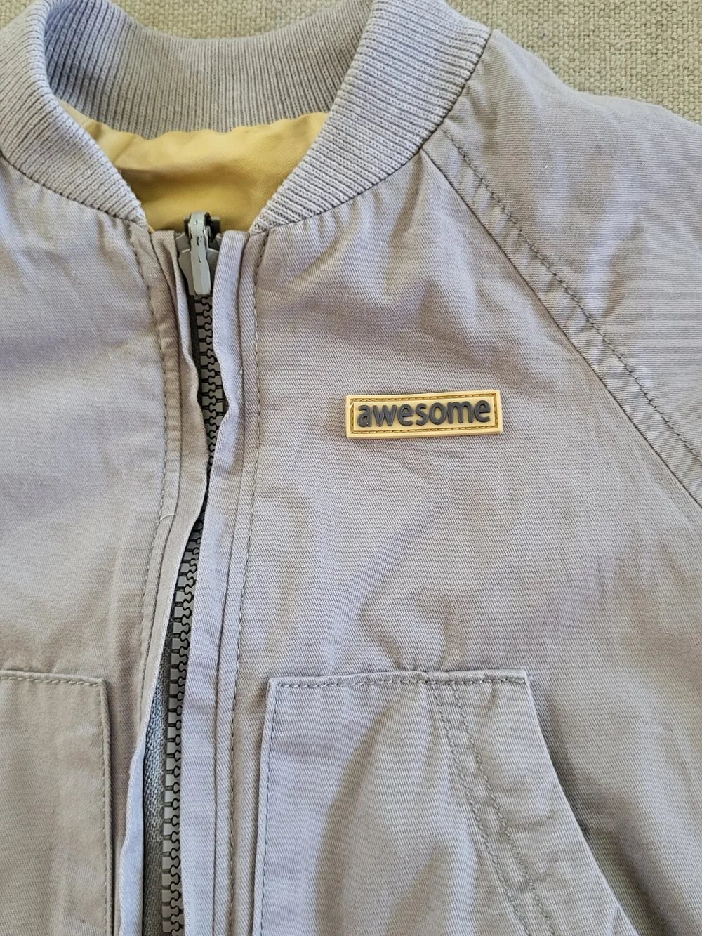 Kids  Boy Reversible Gray/Yellow Bomber Jacket